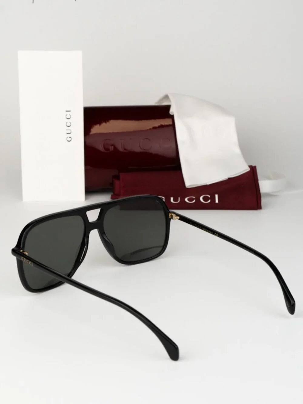 Gucci Men Sunglasses Black Grey Pilot Oversized GG0545S 001 NEW AUTHENTIC
